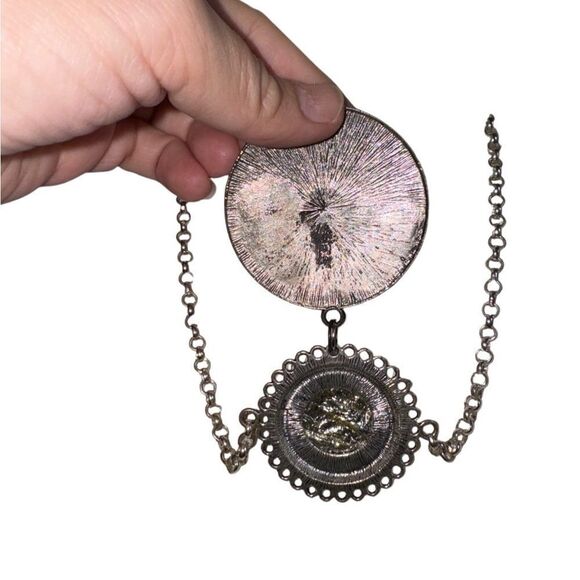 Oversized Medallion Double Disc Necklace - Picture 3 of 4